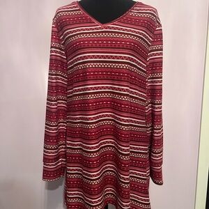 LuLaRoe Burgundy and White Patterned Top